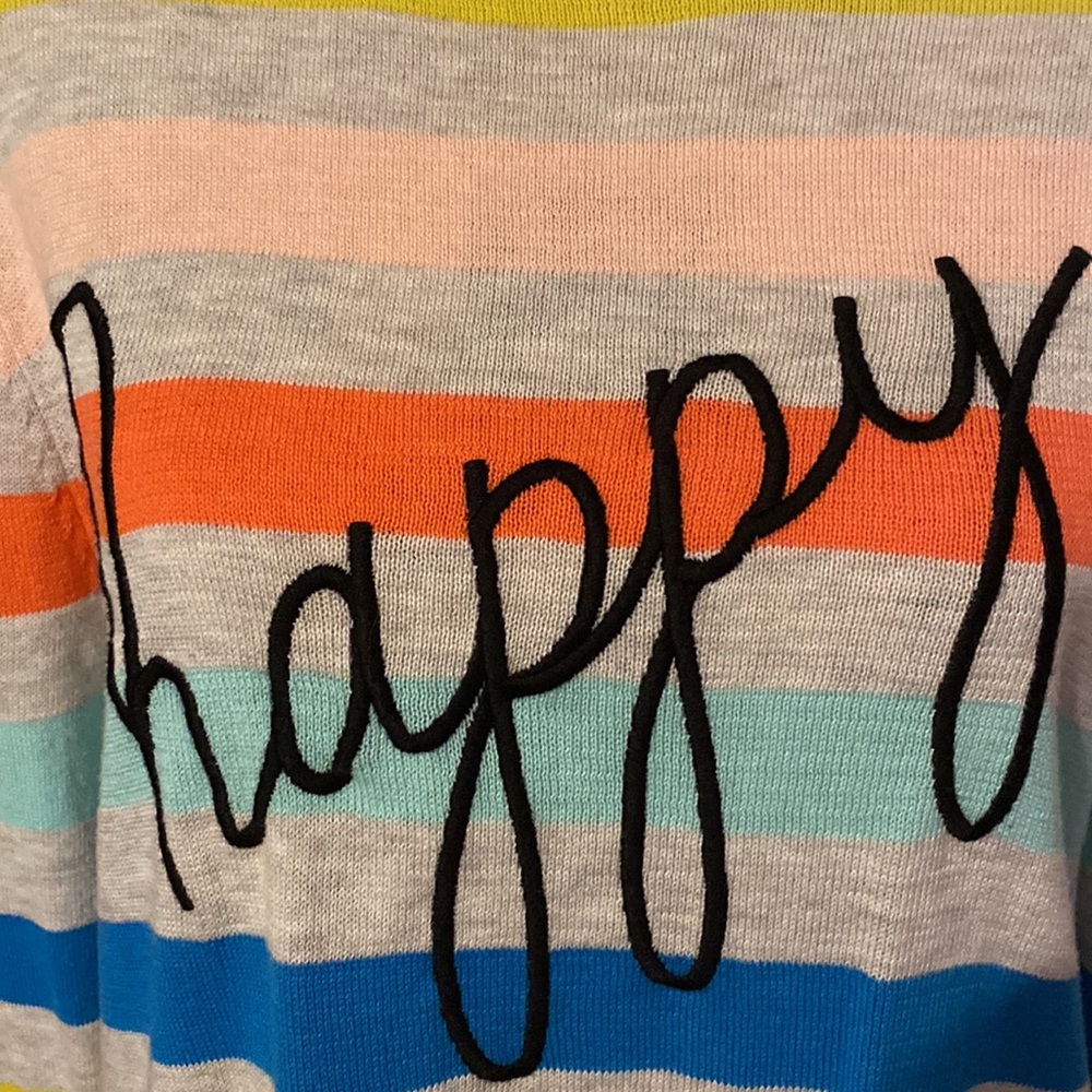 Time and Tru “Happy” Multicolored Sweater - Picture 4 of 6